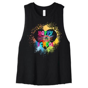 Happy Last Day Of School Colors Of Heart Women's Racerback Cropped Tank