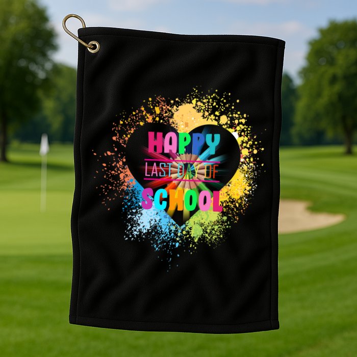 Happy Last Day Of School Colors Of Heart Golf Towel