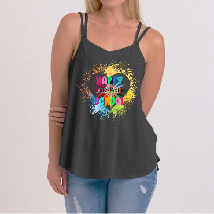 Happy Last Day Of School Colors Of Heart Women's Strappy Tank