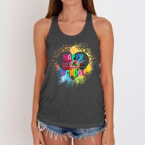 Happy Last Day Of School Colors Of Heart Women's Knotted Racerback Tank