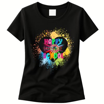 Happy Last Day Of School Colors Of Heart Womens T-Shirt