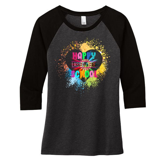 Happy Last Day Of School Colors Of Heart Women's Tri-Blend 3/4-Sleeve Raglan Shirt