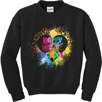 Happy Last Day Of School Colors Of Heart Kids Sweatshirt
