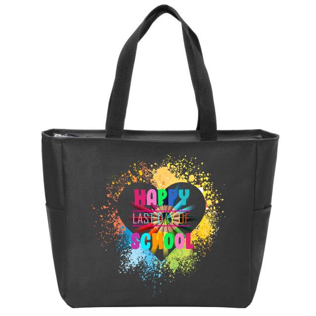 Happy Last Day Of School Colors Of Heart Zip Tote Bag