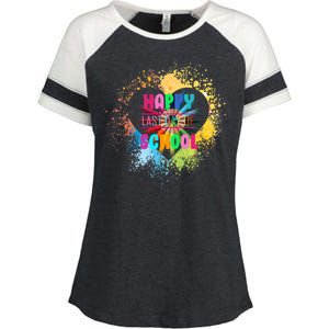 Happy Last Day Of School Colors Of Heart Enza Ladies Jersey Colorblock Tee