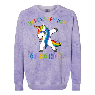 Happy Last Day Of School Dabbing Unicorn Colorblast Crewneck Sweatshirt