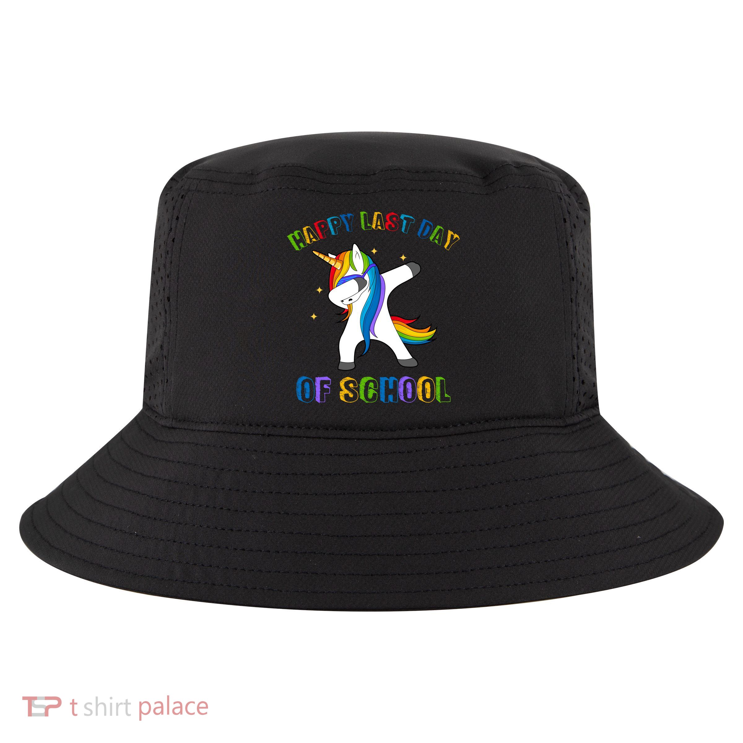Happy Last Day Of School Dabbing Unicorn Cool Comfort Performance Bucket Hat