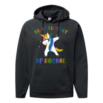 Happy Last Day Of School Dabbing Unicorn Performance Fleece Hoodie