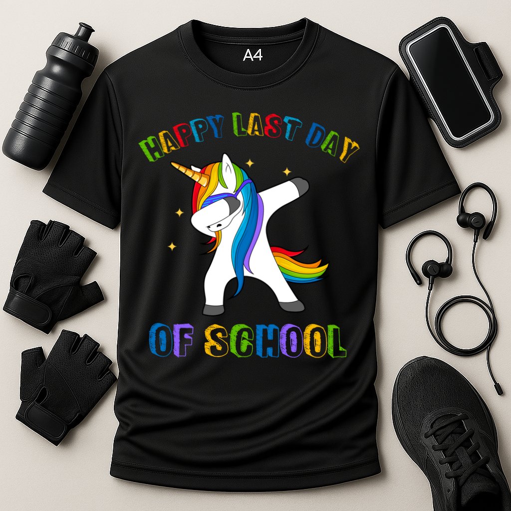 Happy Last Day Of School Dabbing Unicorn Performance Shirt