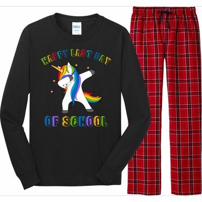 Happy Last Day Of School Dabbing Unicorn Long Sleeve Pajama Set