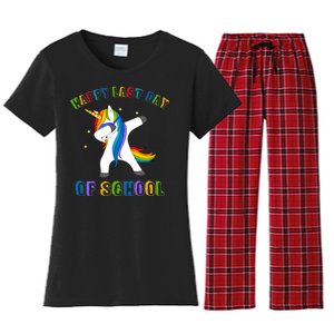 Happy Last Day Of School Dabbing Unicorn Women's Flannel Pajama Set