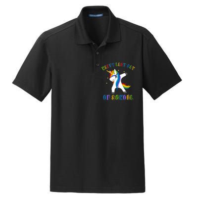 Happy Last Day Of School Dabbing Unicorn Dry Zone Grid Polo