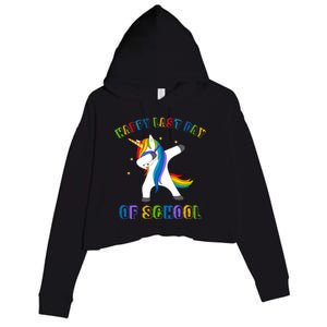 Happy Last Day Of School Dabbing Unicorn Crop Fleece Hoodie