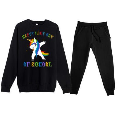 Happy Last Day Of School Dabbing Unicorn Premium Crewneck Sweatsuit Set