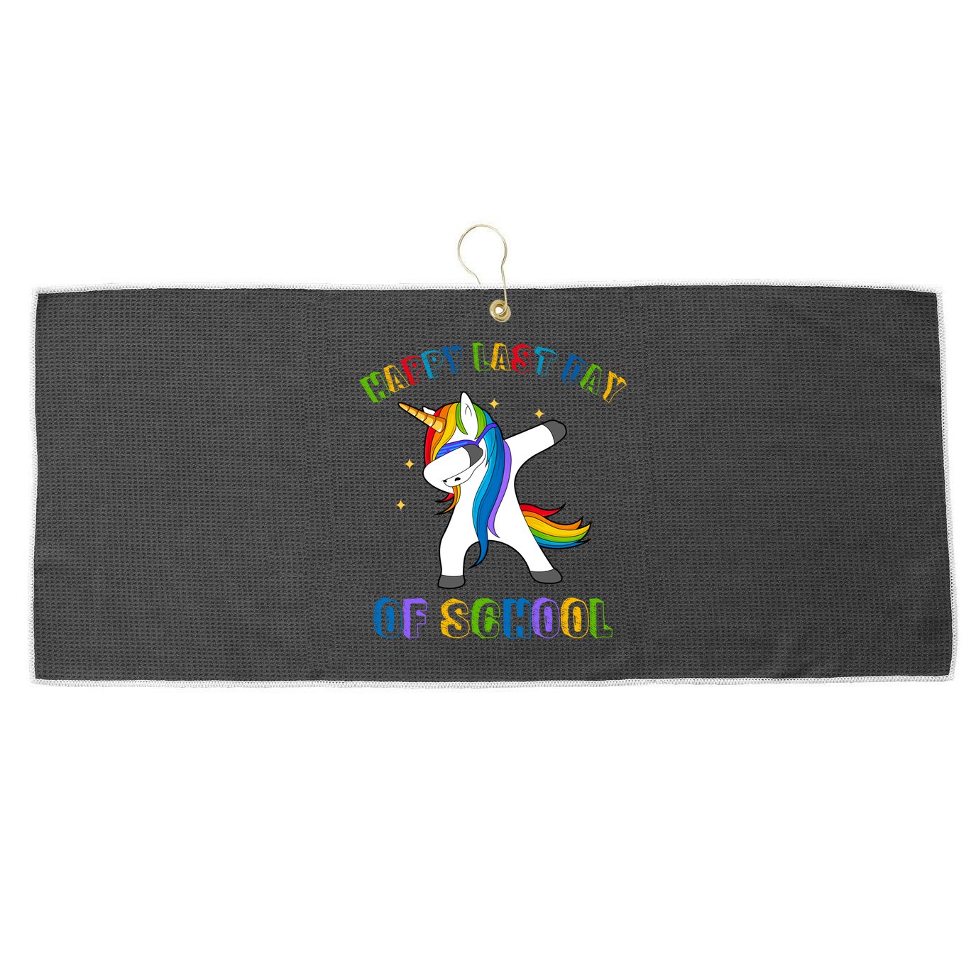 Happy Last Day Of School Dabbing Unicorn Large Microfiber Waffle Golf Towel