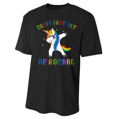 Happy Last Day Of School Dabbing Unicorn Performance Sprint T-Shirt