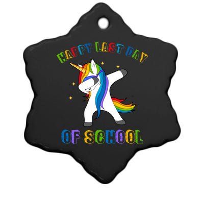 Happy Last Day Of School Dabbing Unicorn Ceramic Star Ornament