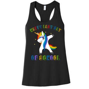 Happy Last Day Of School Dabbing Unicorn Women's Racerback Tank