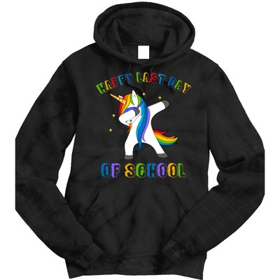 Happy Last Day Of School Dabbing Unicorn Tie Dye Hoodie