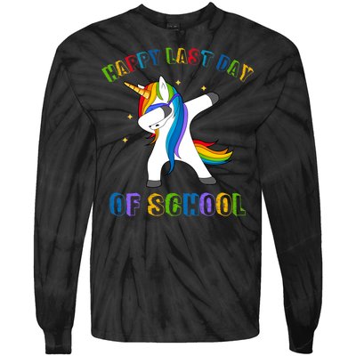 Happy Last Day Of School Dabbing Unicorn Tie-Dye Long Sleeve Shirt