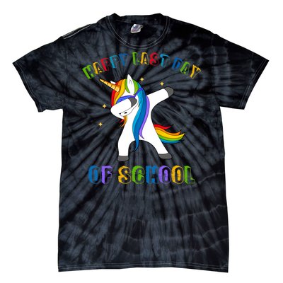 Happy Last Day Of School Dabbing Unicorn Tie-Dye T-Shirt