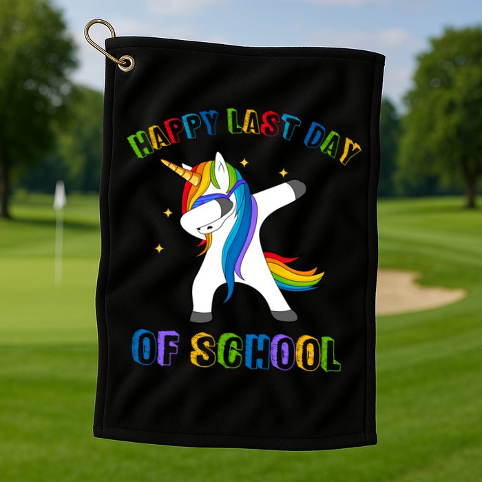 Happy Last Day Of School Dabbing Unicorn Golf Towel