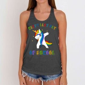 Happy Last Day Of School Dabbing Unicorn Women's Knotted Racerback Tank