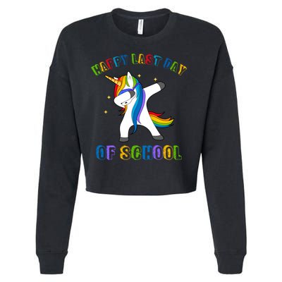 Happy Last Day Of School Dabbing Unicorn Cropped Pullover Crew