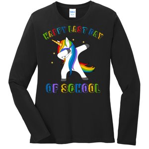 Happy Last Day Of School Dabbing Unicorn Ladies Long Sleeve Shirt