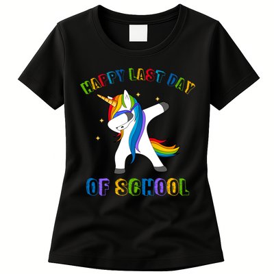 Happy Last Day Of School Dabbing Unicorn Womens T-Shirt