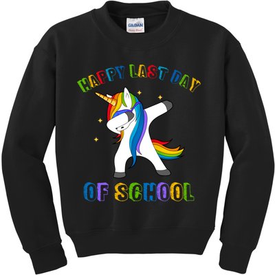 Happy Last Day Of School Dabbing Unicorn Kids Sweatshirt