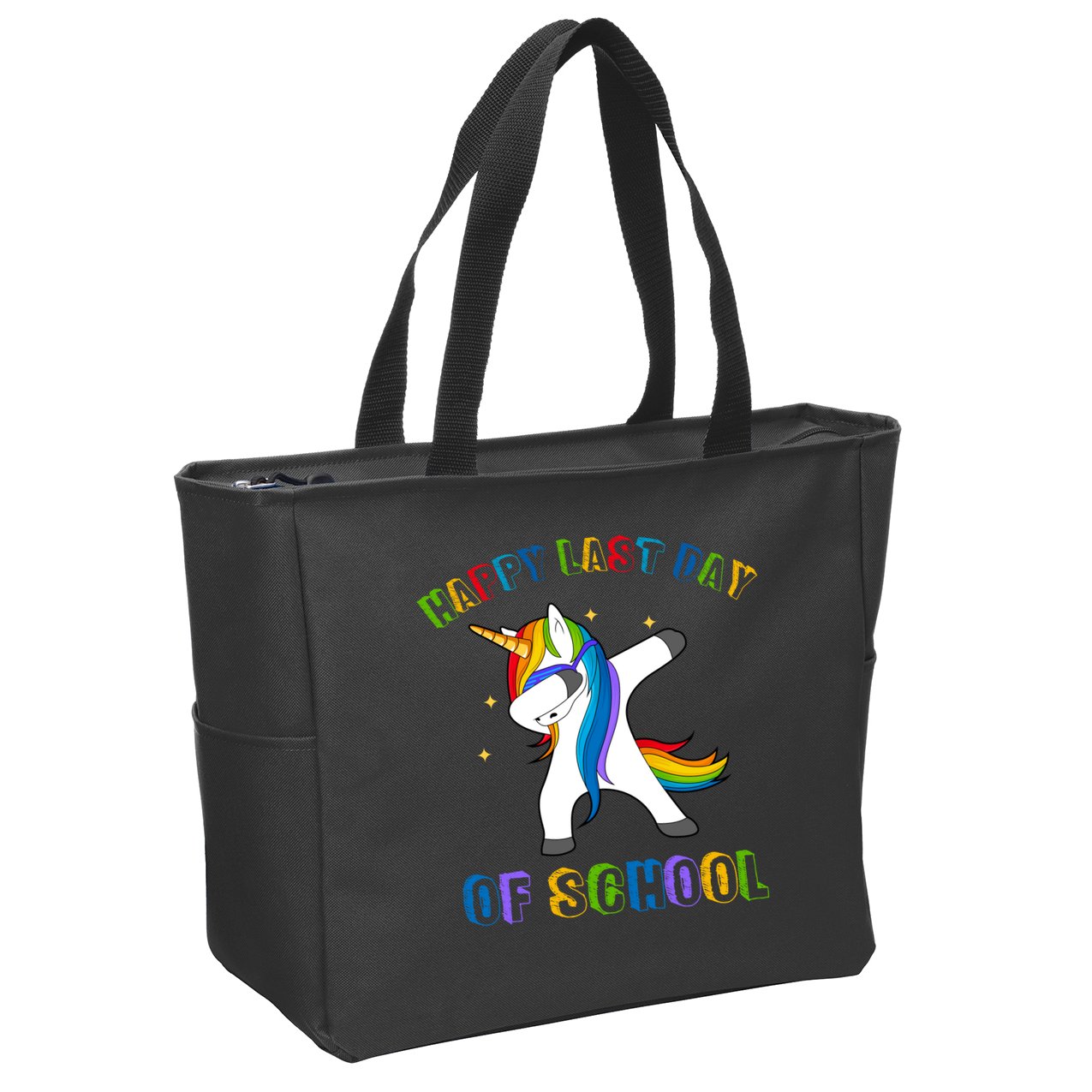 Happy Last Day Of School Dabbing Unicorn Zip Tote Bag