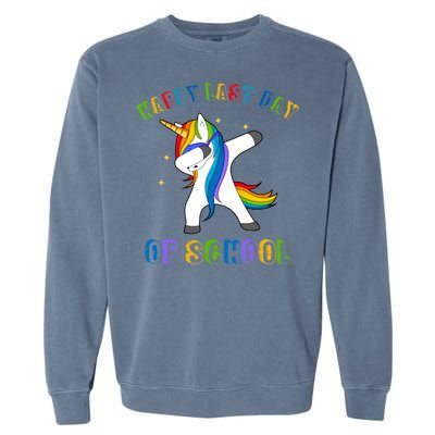 Happy Last Day Of School Dabbing Unicorn Garment-Dyed Sweatshirt