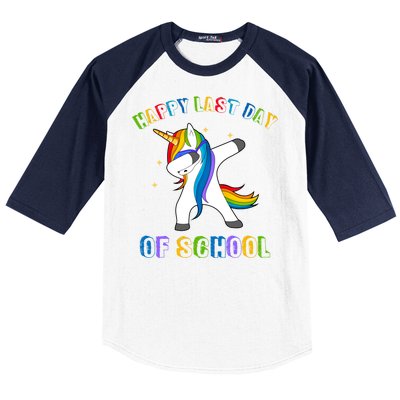 Happy Last Day Of School Dabbing Unicorn Baseball Sleeve Shirt