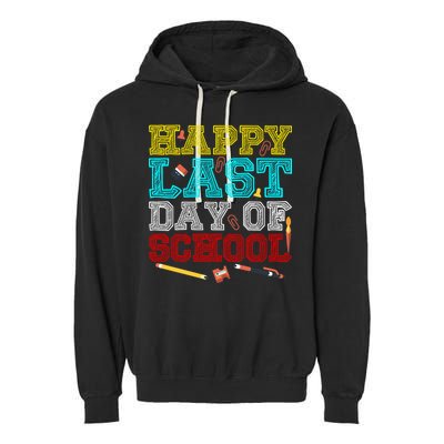 Happy Last Day Of School Pencil Garment-Dyed Fleece Hoodie
