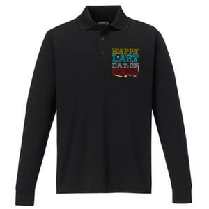 Happy Last Day Of School Pencil Performance Long Sleeve Polo