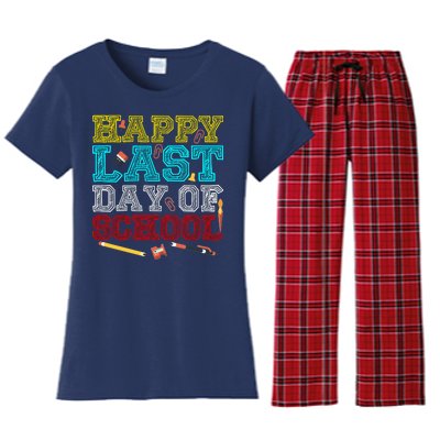 Happy Last Day Of School Pencil Women's Flannel Pajama Set