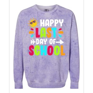 Happy Last Day Of School Sun Colorblast Crewneck Sweatshirt