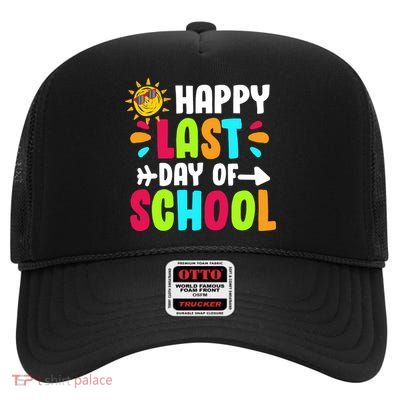 Happy Last Day Of School Sun High Crown Mesh Back Trucker Hat