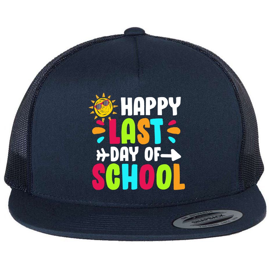 Happy Last Day Of School Sun Flat Bill Trucker Hat