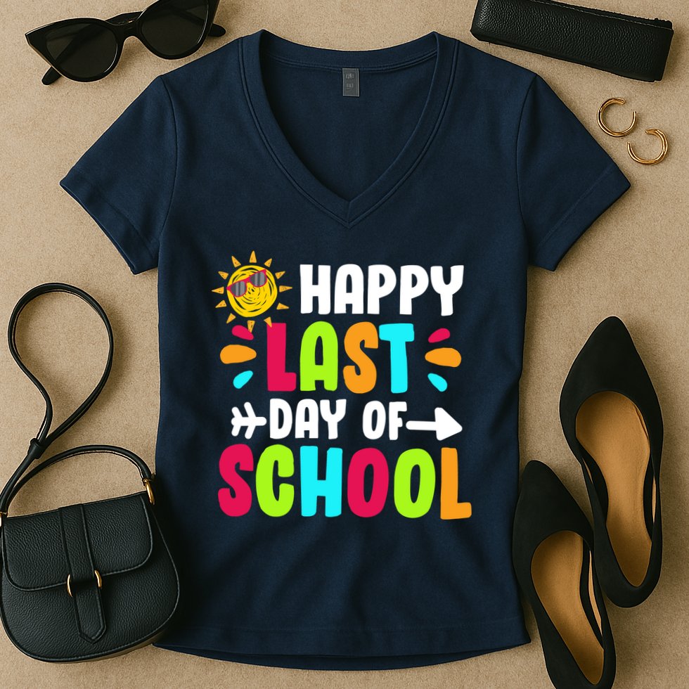 Happy Last Day Of School Sun Women's V-Neck T-Shirt