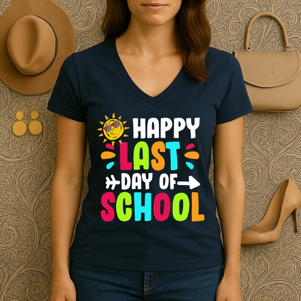 Happy Last Day Of School Sun Women's V-Neck T-Shirt