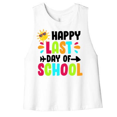 Happy Last Day Of School Sun Women's Racerback Cropped Tank