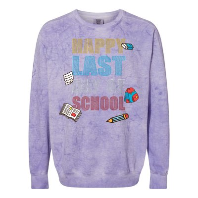 Happy Last Day Of School Supplies Colorblast Crewneck Sweatshirt