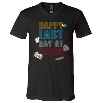 Happy Last Day Of School Supplies V-Neck T-Shirt