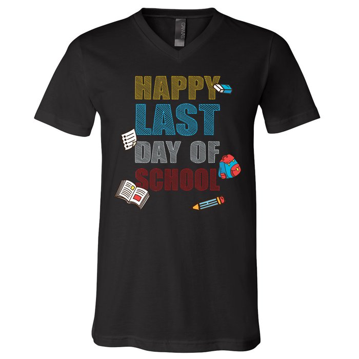 Happy Last Day Of School Supplies V-Neck T-Shirt