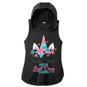 Happy Last Day Of School Unicorn Face Ladies PosiCharge Tri-Blend Wicking Draft Hoodie Tank