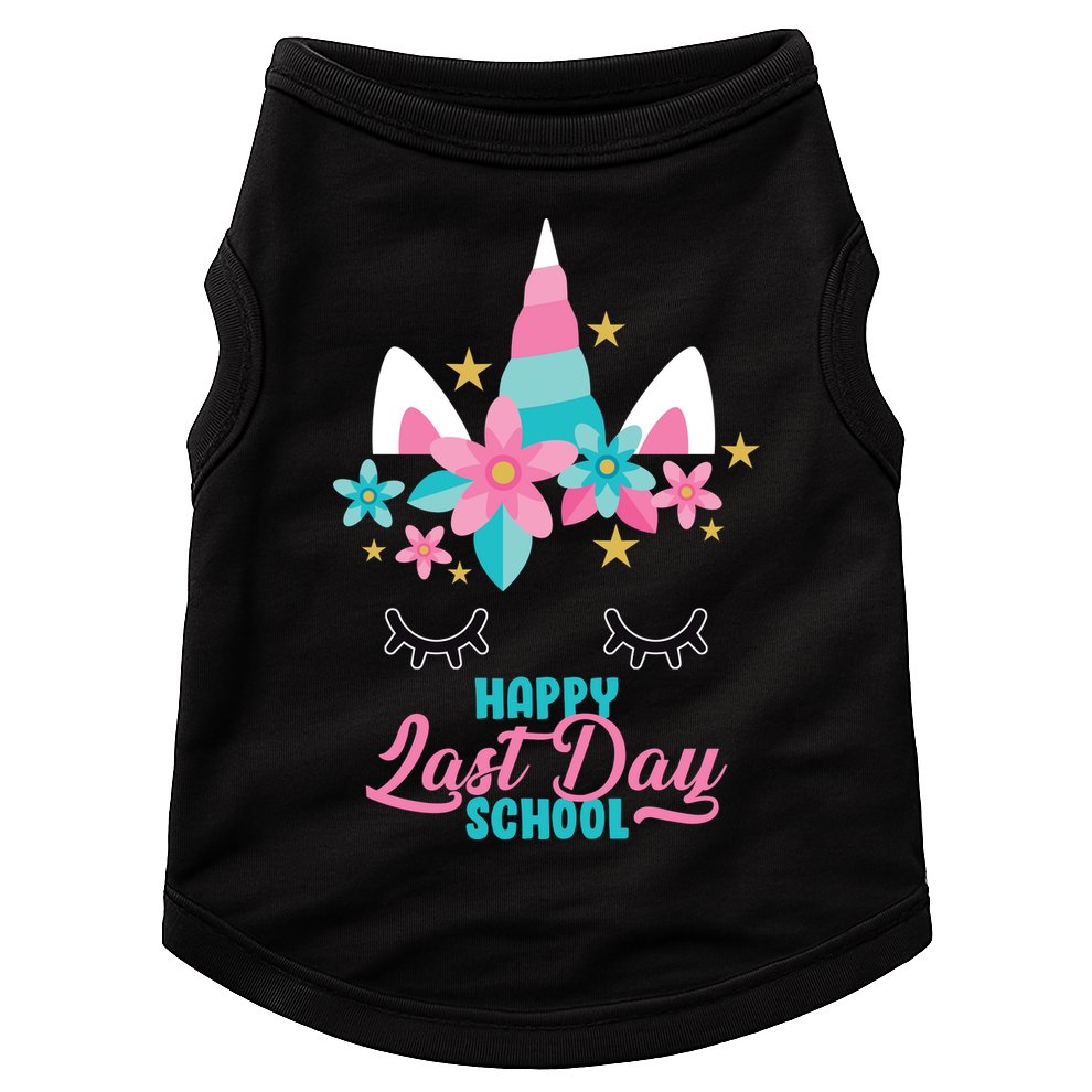 Happy Last Day Of School Unicorn Face Doggie Tank
