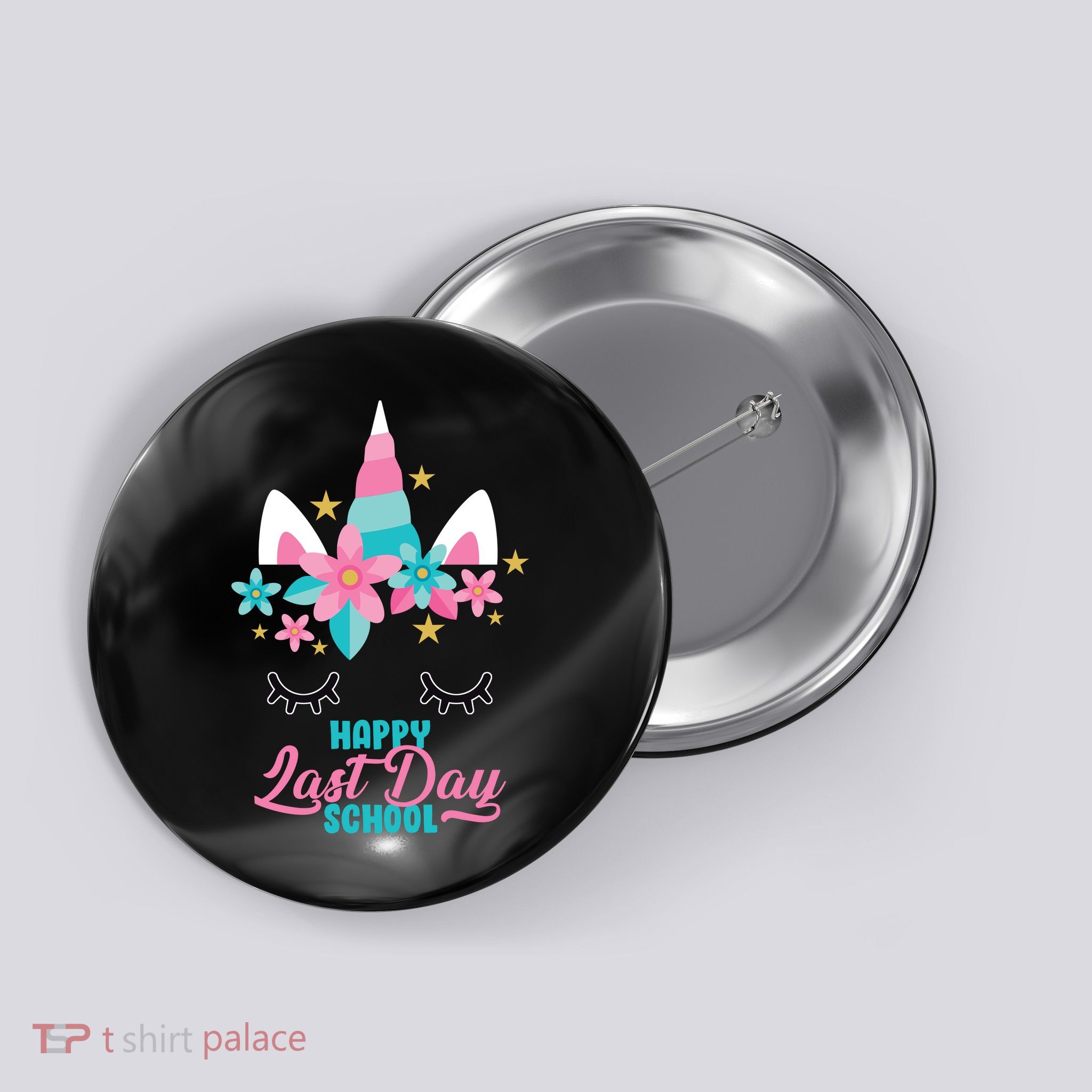 Happy Last Day Of School Unicorn Face Button
