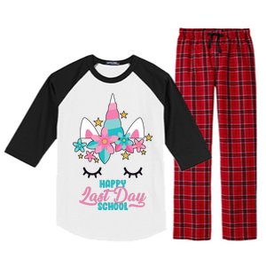 Happy Last Day Of School Unicorn Face Raglan Sleeve Pajama Set